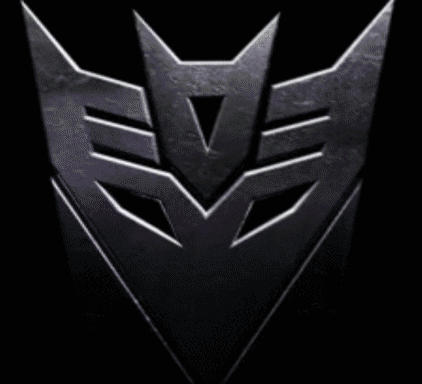 Close Up Of Transformers Logo On Black Background GIF