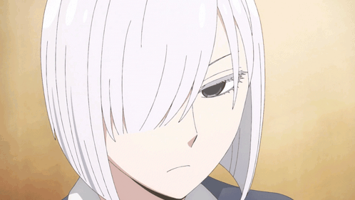 Close Up of White Hair and Black Eyes