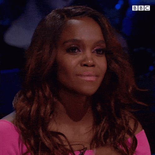 Close Up Of Woman's Face With BBC Logo GIF