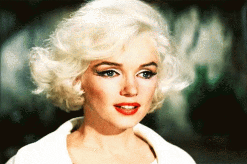 Close Up of Woman's Face with Blonde Hair and Red Lips