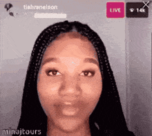 Close Up of Woman's Face with Live Button