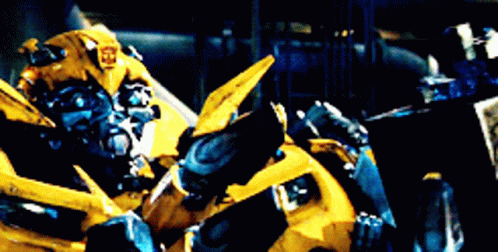 Close Up of Yellow and Blue Robot