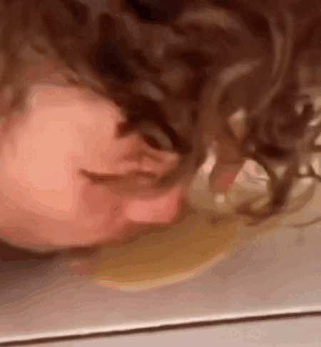 Close Up Person's Head on Floor