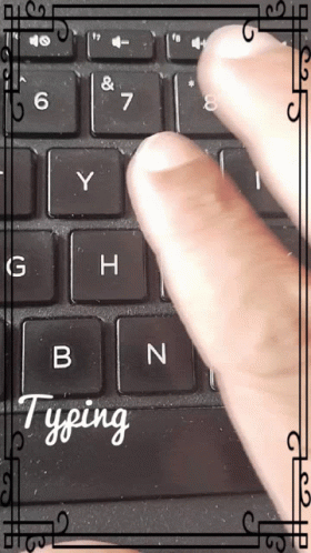 Close Up Person Typing on Keyboard Saying Typing