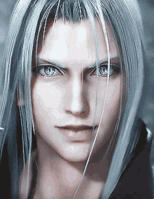 Close Up Person With Gray Hair and Blue Eyes