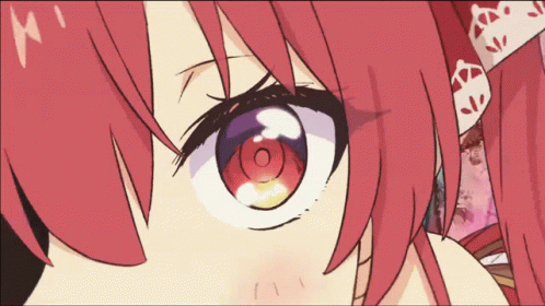 Close Up Red Haired Anime Girl Eyes With Circle