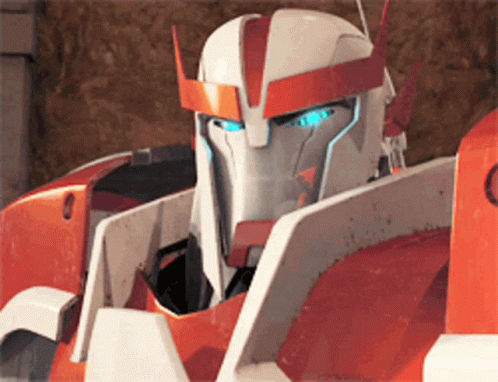 Close Up Robot With Blue Eyes and Helmet