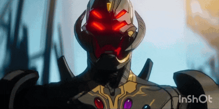 Close Up Robot With Red Eyes and Helmet