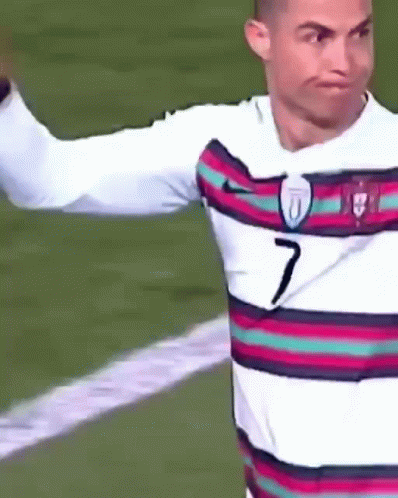 Close Up Soccer Player in Striped Jersey Number 7