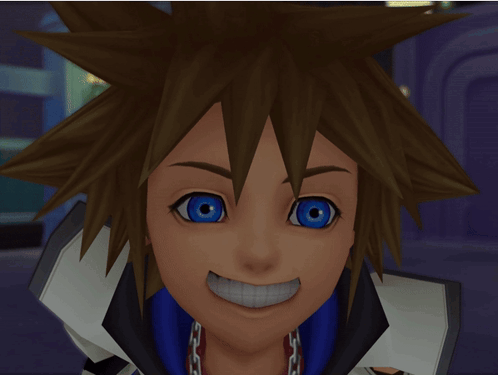Close Up Sora From Kingdom Hearts Surprised GIF