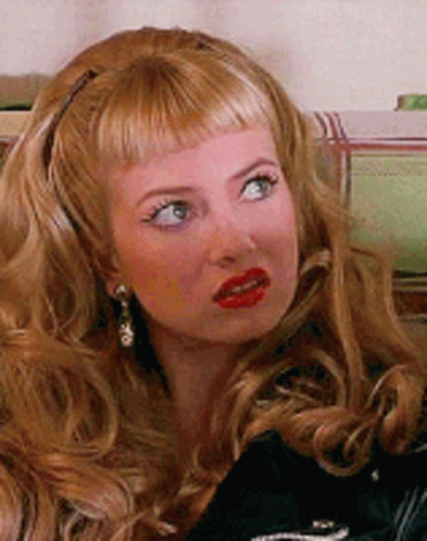 Close Up Woman Face Blonde Hair Red Lips GIF