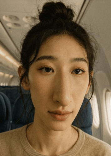 Close Up Woman Face with Bun