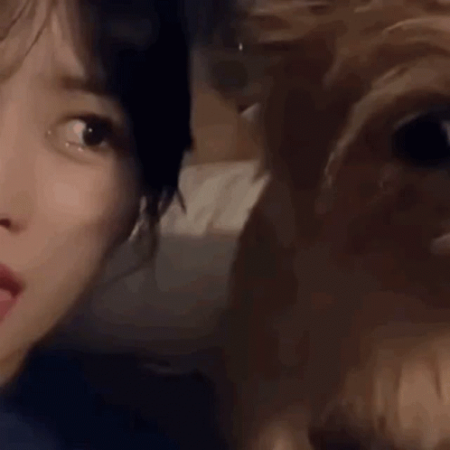 Close-Up Woman with Dog Behind