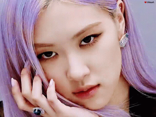 Close Up Woman with Purple Hair