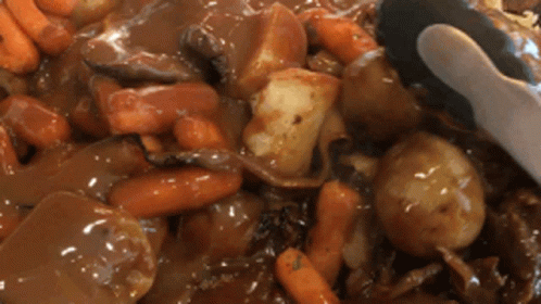 Closeup Of Stew With Carrots And Potatoes GIF