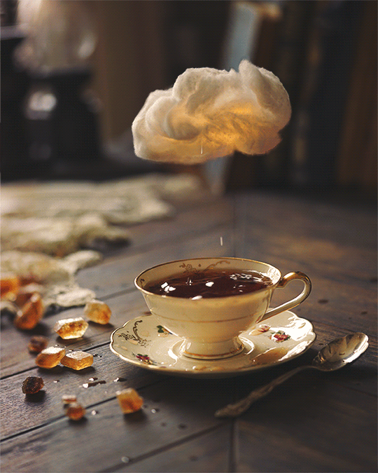 Cloud Dripping To Tea Cup GIF