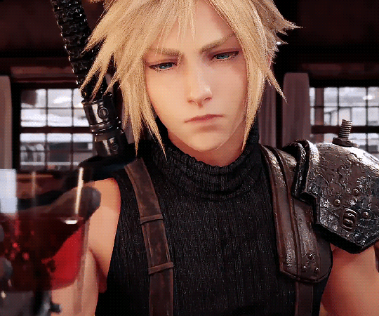 Cloud Strife Offering Drink GIF