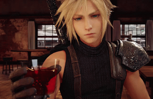 Cloud Strife Toss Glass Wine GIF