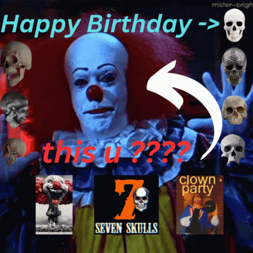 Clown and Skull Happy Birthday Poster