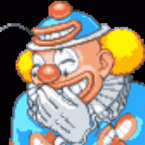 Clown Covering Mouth Pixel Art GIF