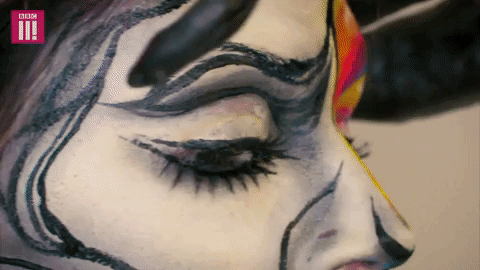 Clown Makeup Face Paint Art Sad Look GIF