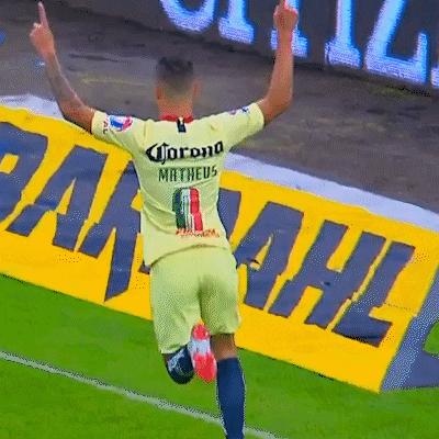 Club America Matheus Pointing Up Running GIF