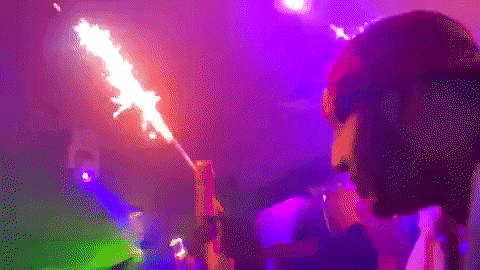 Clubbing With Firecracker On Wine GIF