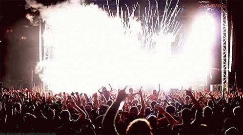 Coachella Crowd Vibe Under Fireworks Display GIF