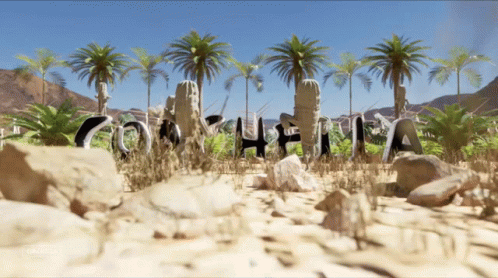 Coahuila Landscape With Palm Trees And Rocks GIF