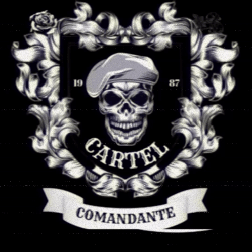 Coat of Arms Skull Wearing Beret Cartel Commandante