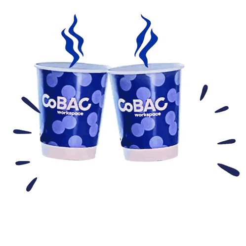 Cobac Workspace Logo with Two Cups
