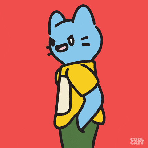 Cocky Blue Cat Flashing Charge Card GIF