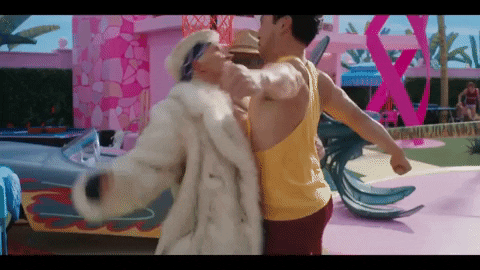 Cocky Ken Chest Bump Barbie Movie GIF