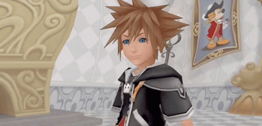 Cocky Sora Rubbing Face Kingdom Hearts GIF