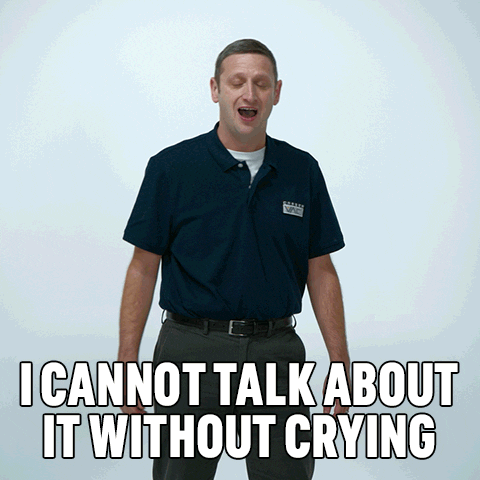 Cocky Tim Robinson Can't Talk Without Crying GIF