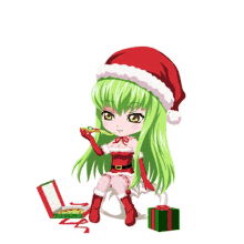 Code Geass C.c. Wearing Her Christmas Outfit GIF