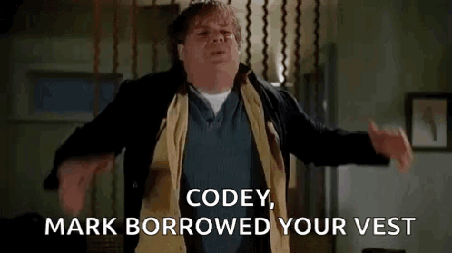 Codey Mark Borrowed Your Vest Man Arms Outstretched