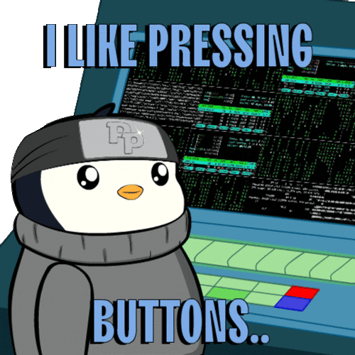 Coding Penguin I Like Pressing Buttons GIF