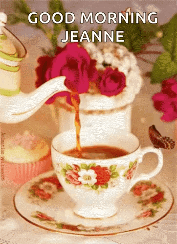Coffee Being Poured With Good Morning Jeanne