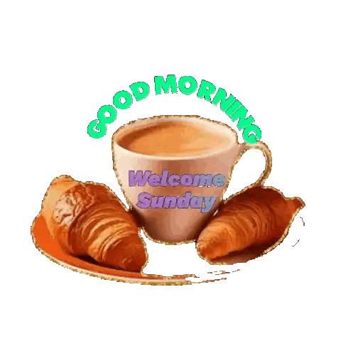 Coffee Cup and Croissants Good Morning