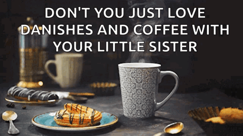 Coffee Cup Next to Plate of Pastries
