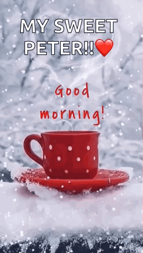 Coffee Cup On Snow With Good Morning GIF