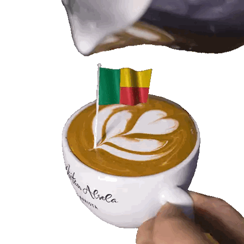 Coffee Cup With Flag And Aliola Written On It