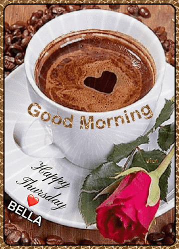 Coffee Cup With Heart Saying Good Morning
