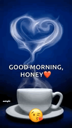 Coffee Cup with Heart Smoke Good Morning Honey
