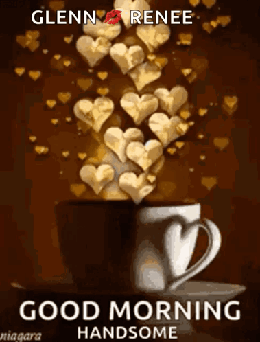 Coffee Cup With Hearts Good Morning Handsome
