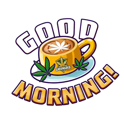 Coffee Cup With Marijuana Leaves Good Morning