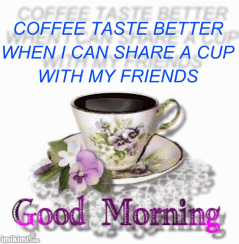 Coffee Cup With Purple Flowers