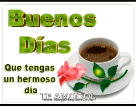Coffee Cup with Rose and Buenos Dias