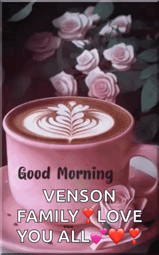 Coffee Cup With Roses Good Morning